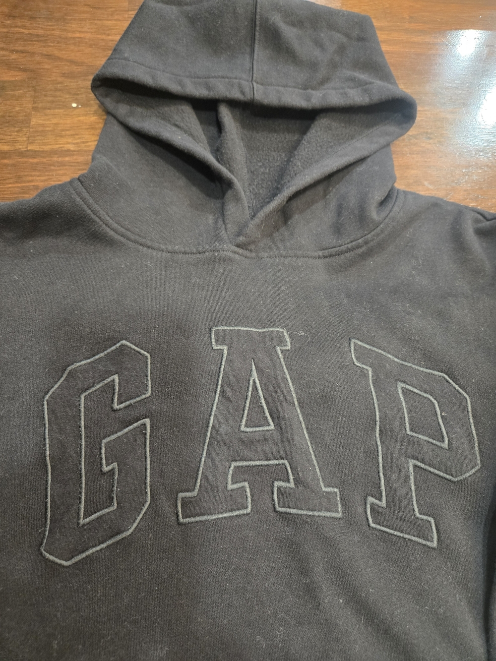 GAP Black Hooded Kids Sweatshirt with Outline Logo Size XL